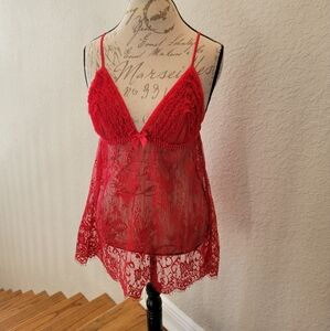 Red Lace Babydoll Lingerie with Matching G-string